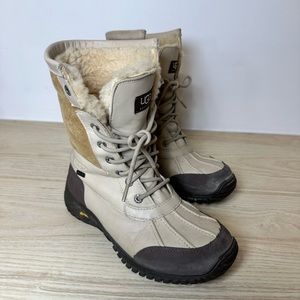 Cream Ugg Adirondack II Waterproof Leather Snow Boot Size 8